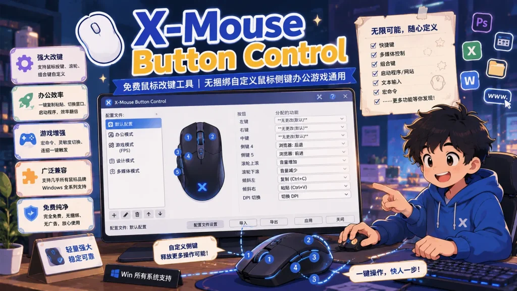 X-Mouse Button Control – 免费鼠标改键工具|无捆绑自定义鼠标侧键办公游戏通用 – 格律诗的软件世界